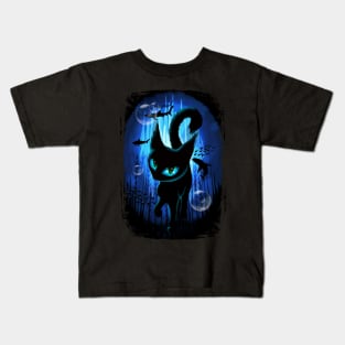 Aquaticat - Black Cat in Deep Ocean Fantasy Scenery Surreal Art Kids T-Shirt